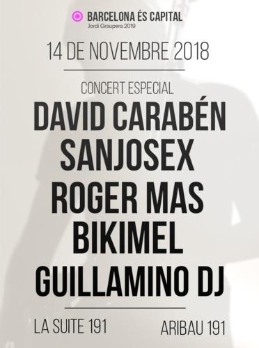 Roger Mas, Bikimel, David Carabén, Sanjosex i Guillamino DJ en concert
